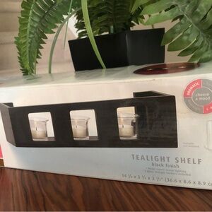 👛 (ANY 2/$20) DEBBIE TRAVIS Tealight Shelf with 3 Glass Candle Holders NWOT